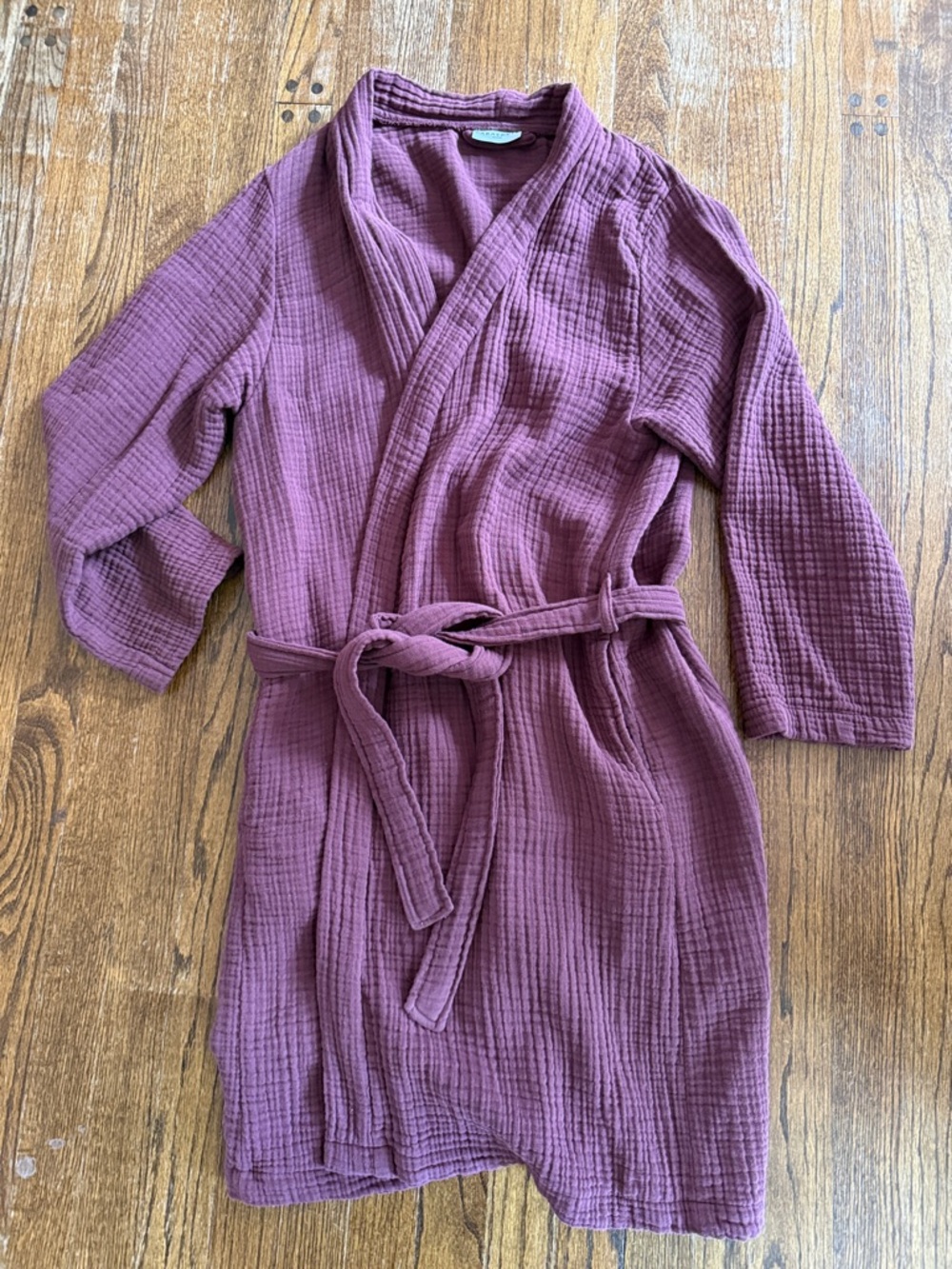 Parachute womens M maroon burgundy Cotton Gauze waffle knit minimalist Robe